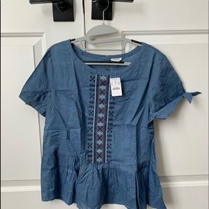 J.Crew embroidered peplum top size 10